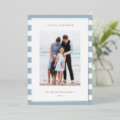 Klassieke streep | Verticale foto Hanukkah Silver Folie Feestdagenkaart (Staand Voorkant)