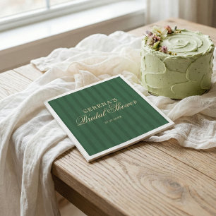Klassieke Streep Vintage Bruiloftsontbijt Groen Servet