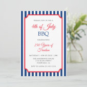 Klassieke Strepen 4 juli BBQ-feest Kaart (Staand voorkant)