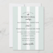 Klassieke strepen bruiloft uitnodiging in lichtbla (Voorkant)