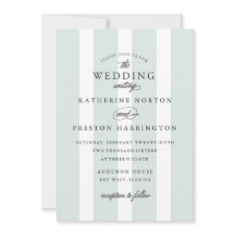 Klassieke strepen bruiloft uitnodiging in lichtbla