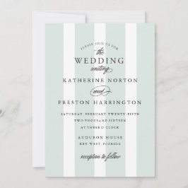 Klassieke strepen bruiloft uitnodiging in lichtbla