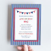 Klassieke strepen en Bunting | Feest van 4 juli Kaart