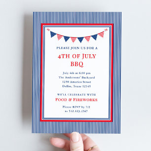 Klassieke strepen en Bunting   Feest van 4 juli Kaart