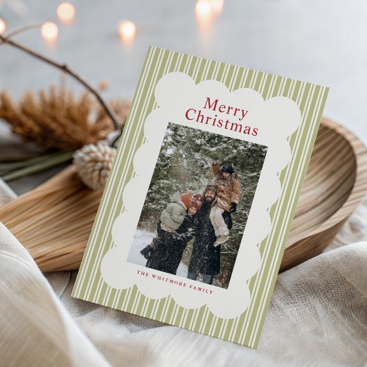 Klassieke Strepen Foto Kerstkaart
