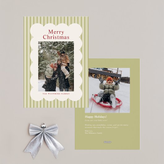 Klassieke Strepen Foto Kerstkaart