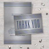 Klassieke Strepen Geborsteld Grijs en Marine Blauw Bedankkaart