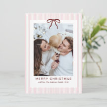 Klassieke Strepen Rode Strik Vrolijk Kerst Foto 