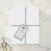 Klassieke Strepen Rode Strik Vrolijk Kerstmis Cadeaulabel (Met Touw)