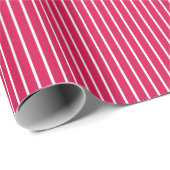 Klassieke Strepen Wit - Framboos Cadeaupapier (Rol Hoek)