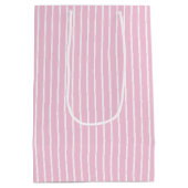 Klassieke Strepen Wit - Licht Roze Medium Cadeauzakje (Achterkant)
