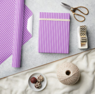 Klassieke Strepen Wit - Oranje Paars Cadeaupapier