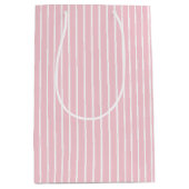 Klassieke Strepen Wit - Roze Medium Cadeauzakje (Voorkant)