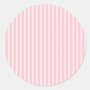 Klassieke Strepen Wit - Roze Ronde Sticker