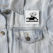 Klassieke strip oude auto retro strips vierkante button 5,1 cm (In situ)