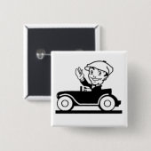 Klassieke strip oude auto retro strips vierkante button 5,1 cm (Voorkant /achterkant)