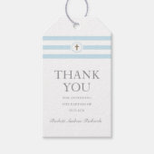 Klassieke stripe Baptisme Christening Dank je Cadeaulabel (Voorkant)