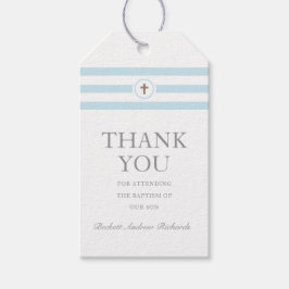Klassieke stripe Baptisme Christening Dank je Cadeaulabel