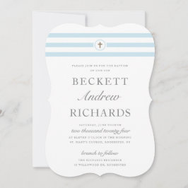 Klassieke Stripe Blue Boys Baptisme Kaart