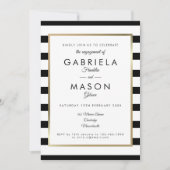 Klassieke Stripe Engagement Party | Faux Gold Foil Kaart (Voorkant)