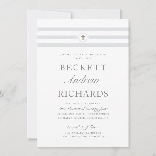 Klassieke stripe religieuze baptisme kaart (Voorkant)
