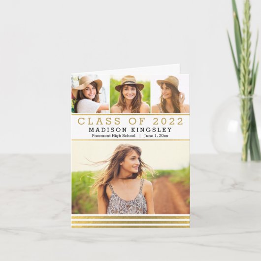 Klassieke Stripes Afstuderen Hartelijk dank Bedankkaart (Voorkant)