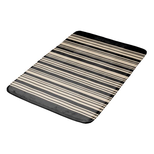 Klassieke Stripes Black en Taupe Badmat (Gekanteld)