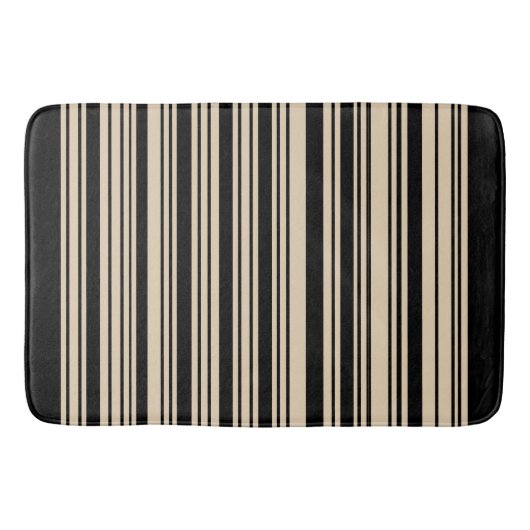 Klassieke Stripes Black en Taupe Badmat (Voorkant)