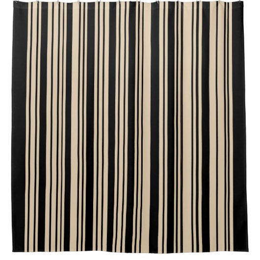 Klassieke Stripes Black en Taupe Douchegordijn (Voorkant)