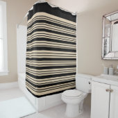 Klassieke Stripes Black en Taupe Douchegordijn (In situ)