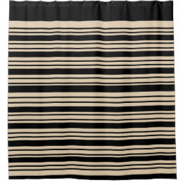 Klassieke Stripes Black en Taupe Douchegordijn