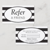 Klassieke Stripes Black Verwijs een vriend Aanbevelingskaartje (Voorkant / Achterkant)