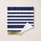 Klassieke Stripes Blue, White, Gold Personalized Bad Handdoek (Wasdoekje)