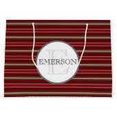 Klassieke Stripes Burgundy Red Tan White Groot Cadeauzakje (Voorkant)