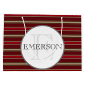 Klassieke Stripes Burgundy Red Tan White Groot Cadeauzakje (Achterkant)