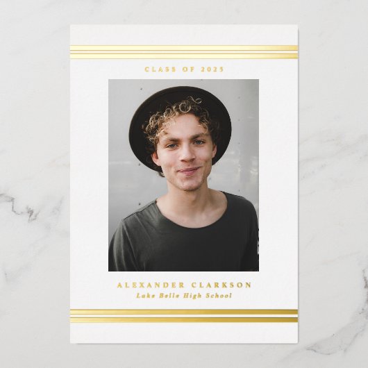 Klassieke Stripes Moderne Fotogradatie Partij Folie Uitnodiging (Voorkant)