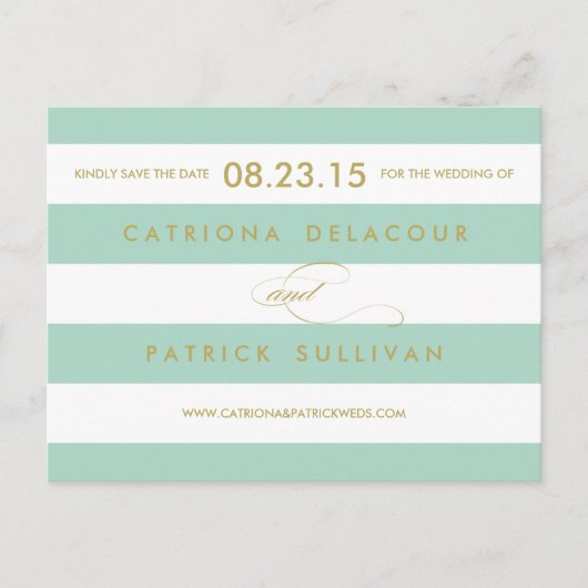 Klassieke Stripes Munt sparen het Briefkaart van d (Voorkant)