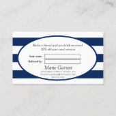 Klassieke Stripes Navy Verwijs een vriend Aanbevelingskaartje (Achterkant)