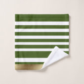 Klassieke stripes, olijven, wit, goudgepersonalise bad handdoek (Wasdoekje)