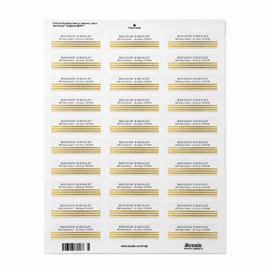 Klassieke Stripes Return Address Label (Full Sheet)