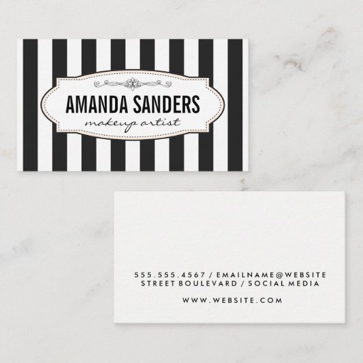 Klassieke stripes visitekaartje (Voorkant / Achterkant)