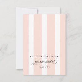Klassieke Stripes Wedding Place Card in Bleek roze Kaart