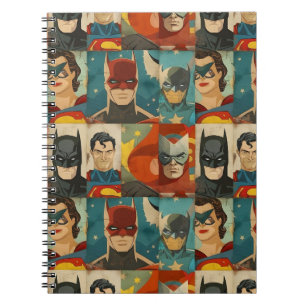 Klassieke striphelden in retro kleuren notitieboek