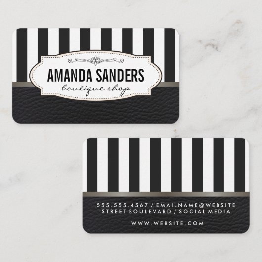 Klassieke strips Faux leder Visitekaartje (Voorkant / Achterkant)