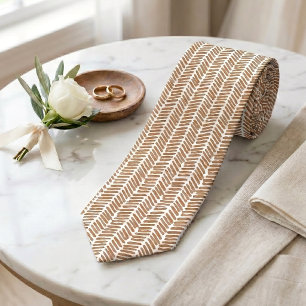 Klassieke stropdas met beige bruine chevron kunst