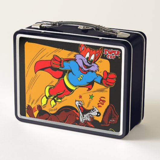 Klassieke Super-Cat metalen lunchbox (Achterkant)