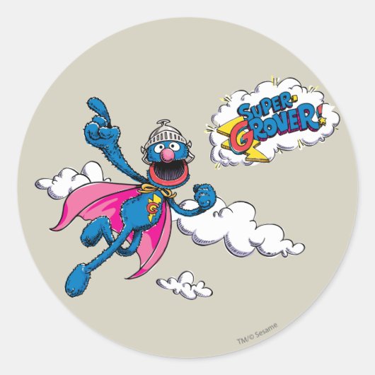Klassieke Super Grover Ronde Sticker (Voorkant)
