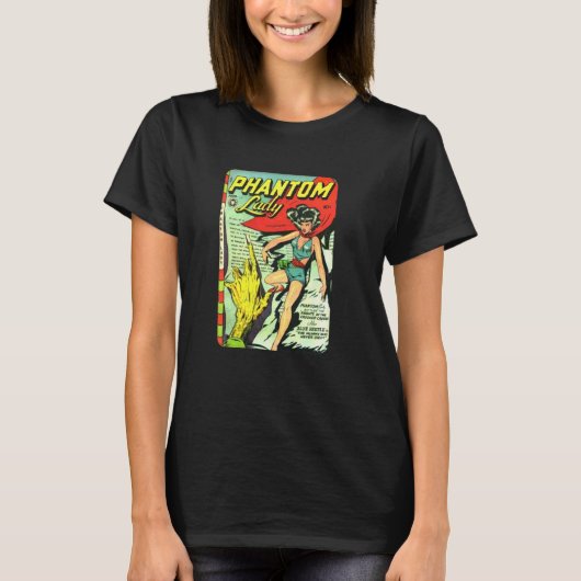 Klassieke Superheld Phantom Lady 1947 Misdaad Bust T-shirt (Voorkant)