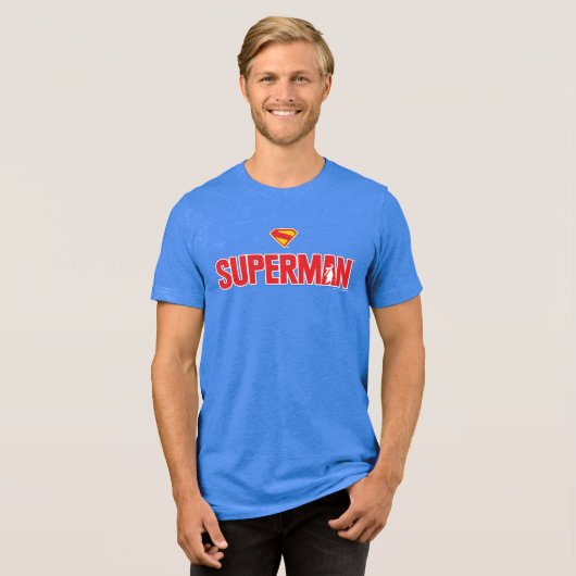 Klassieke Superman Bold Logo Tri-Blend Shirt (Voorkant volledig)