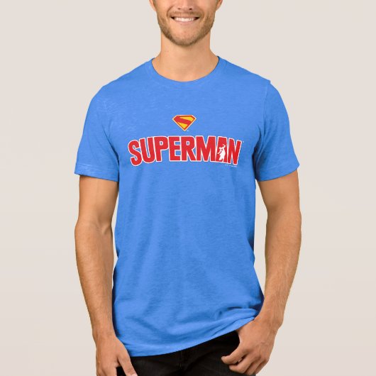 Klassieke Superman Bold Logo Tri-Blend Shirt (Voorkant)